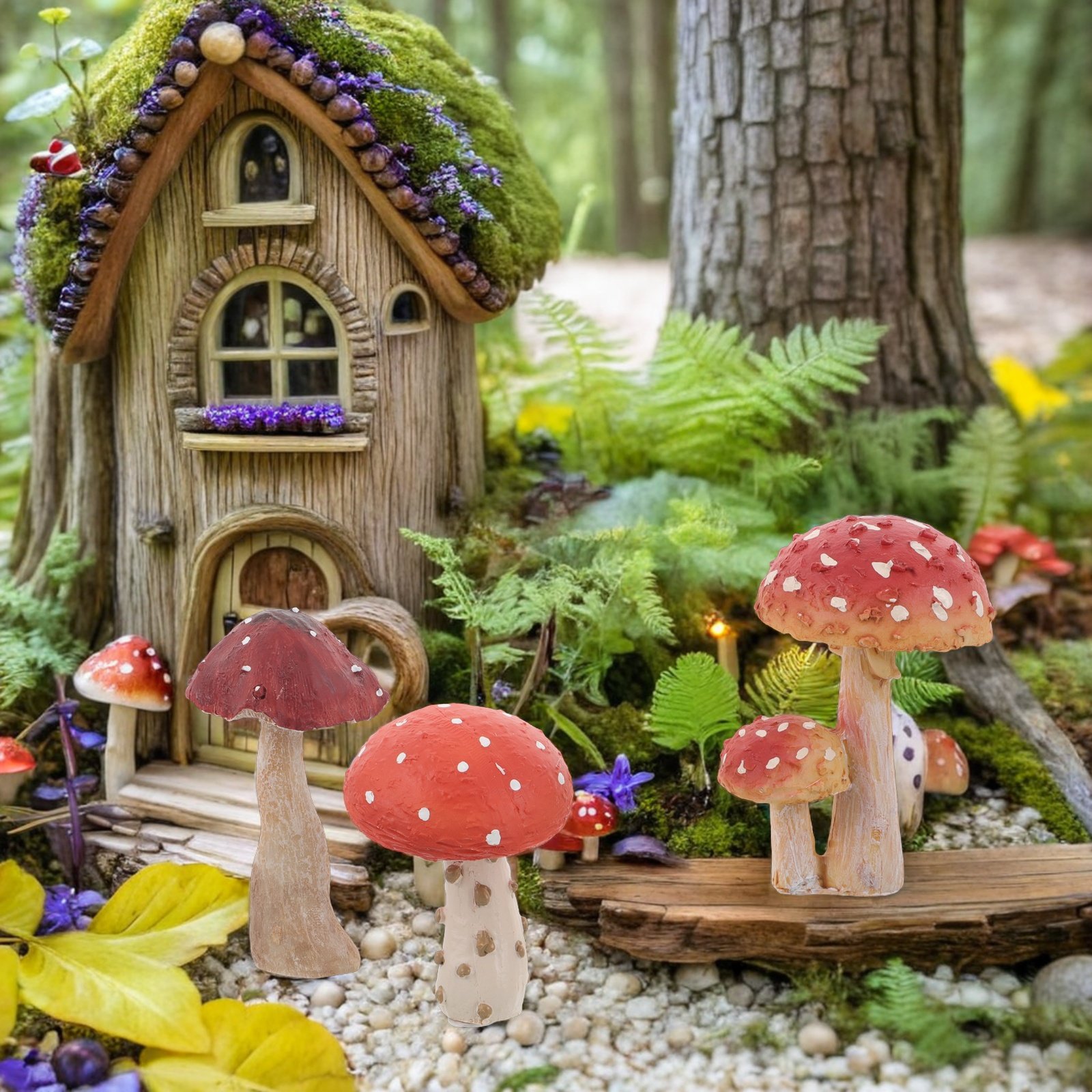 Set di 3 Statue di Funghi in R - Bonsai Garden Set Up recensione e prezzo
